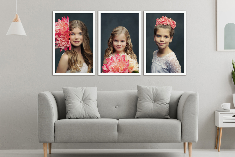 girl with flowers wall art