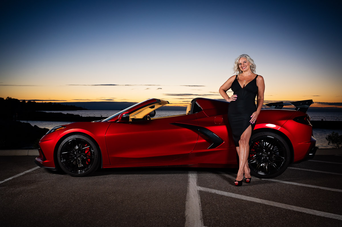 Woman and Red Corvette