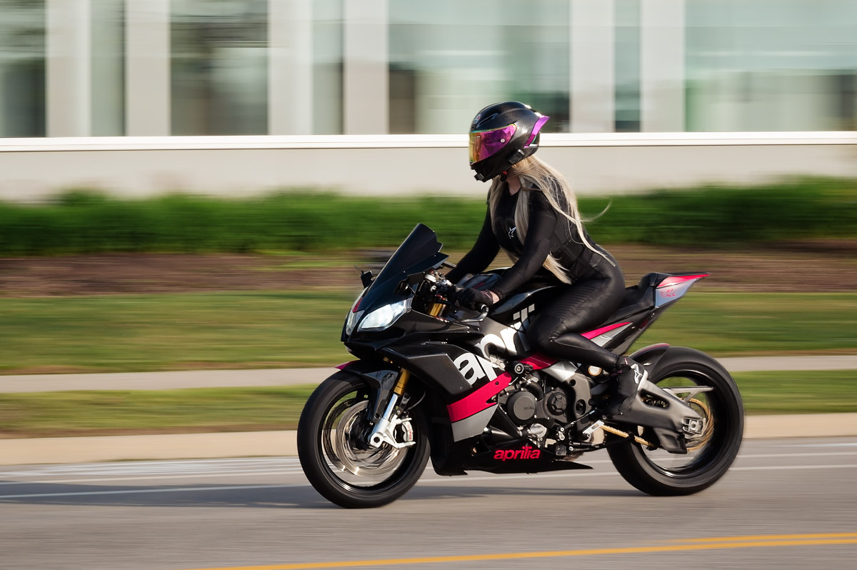 Blonde girl on Aprilia