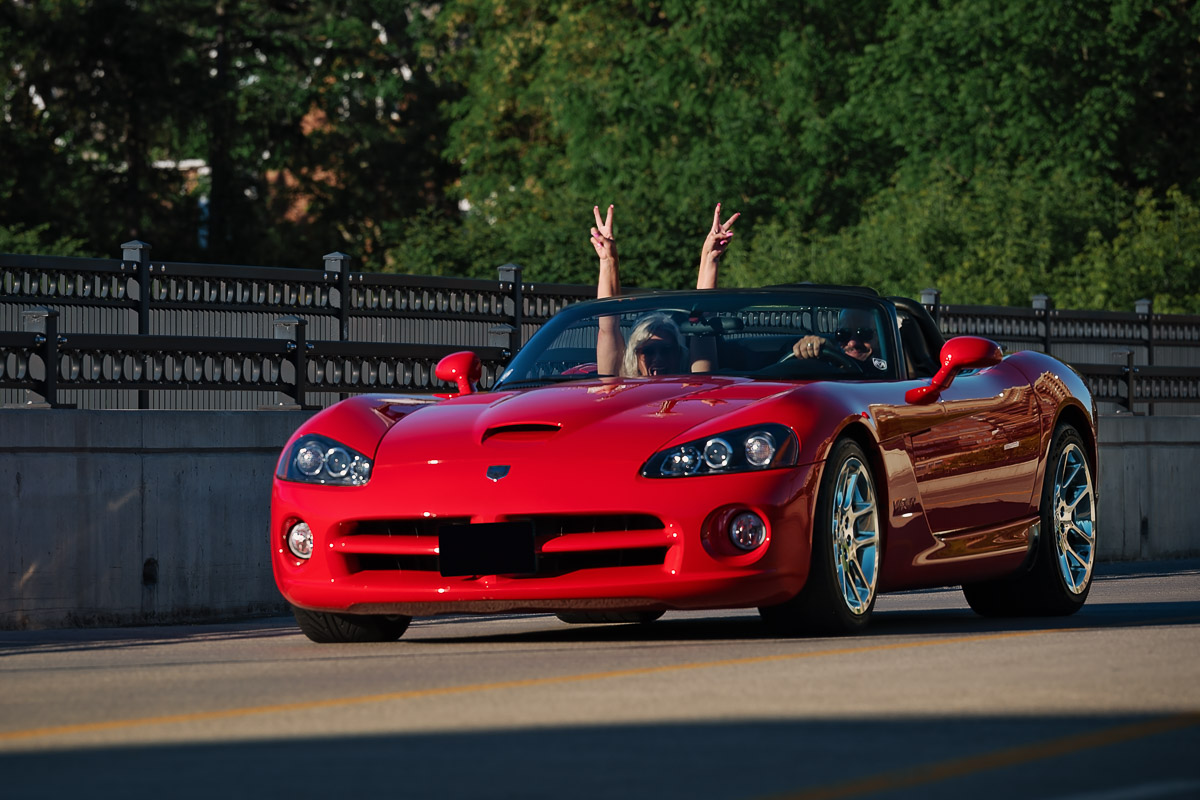 joy riding a red viper