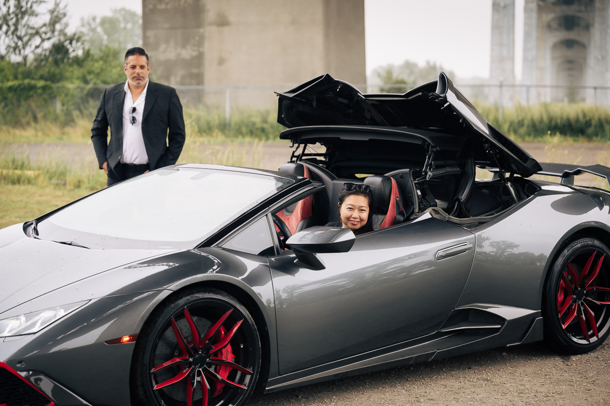 couples portraits in lamborghini